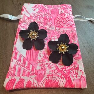 Lilly Pulitzer Oversized Black Orchid earrings